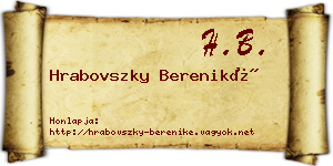 Hrabovszky Bereniké névjegykártya